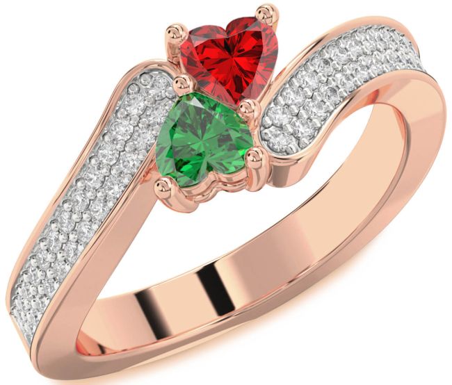 Diamond Rose Gold Two Heart Promise Ring