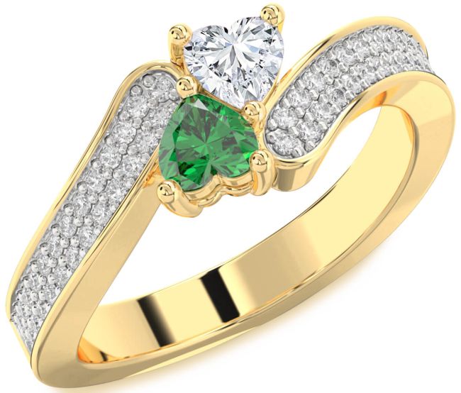 Diamond Gold Two Heart Promise Ring