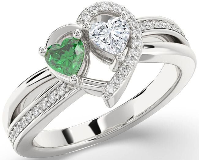 Diamond Platinum Two Heart Promise Ring