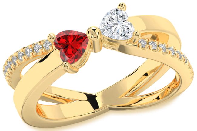Diamond Gold Two Heart Promise Ring