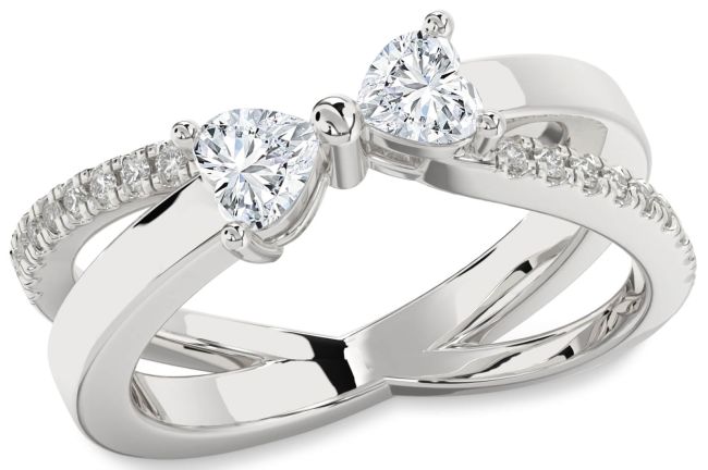 Diamond White Gold Two Heart Ring
