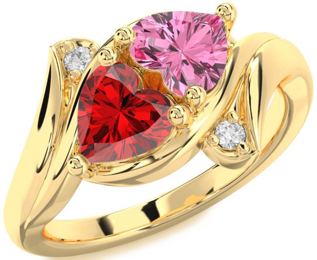 Diamond Gold Two Heart Promise Ring
