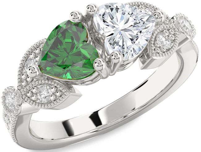 Diamond Silver Two Heart Promise Ring