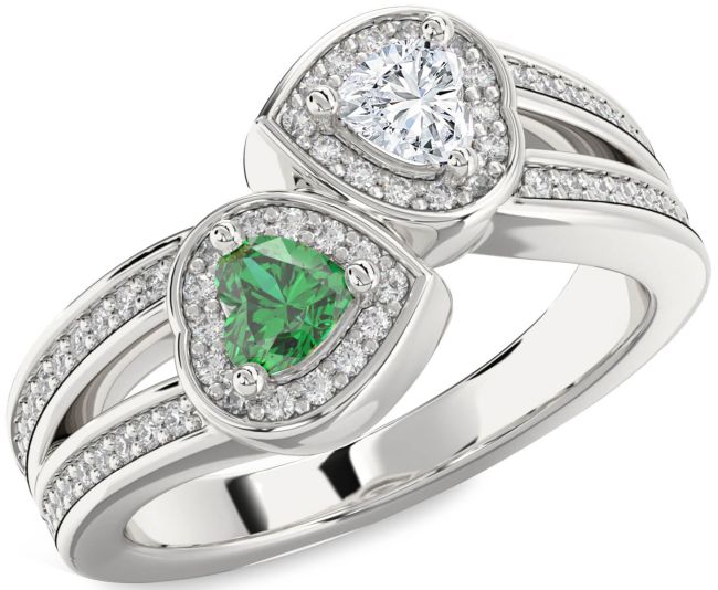 Diamond Silver Two Heart Promise Ring
