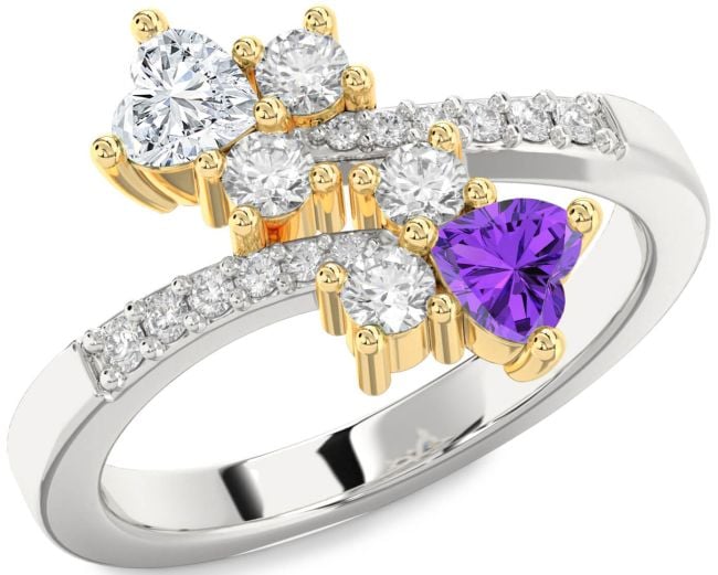 Diamond Platinum & Yellow Gold Two Heart Promise Ring