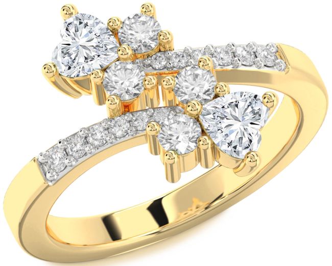 Diamond Gold Two Heart Ring
