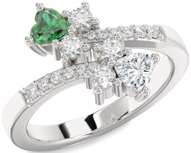 Diamond Platinum Two Heart Promise Ring