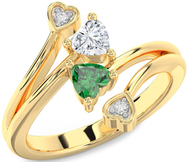 Diamond Gold Two Heart Promise Ring