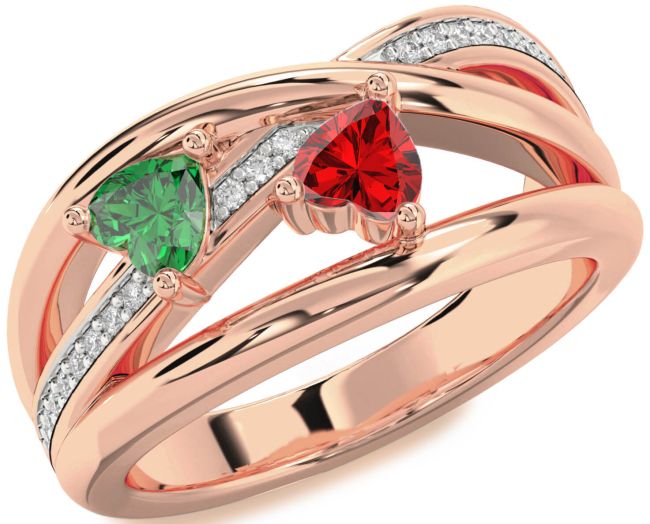 Diamond Rose Gold Two Heart Promise Ring