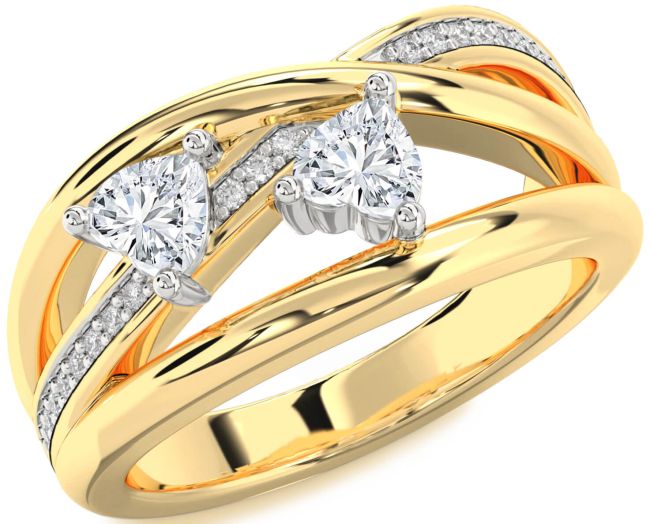 Diamond Platinum & Yellow Gold Two Heart Ring