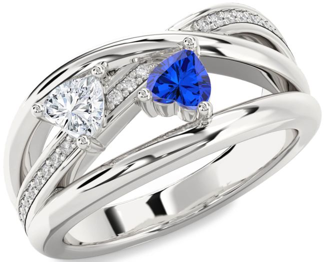 Diamond Silver Two Heart Promise Ring