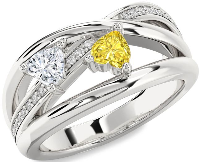 Diamond Silver Two Heart Promise Ring