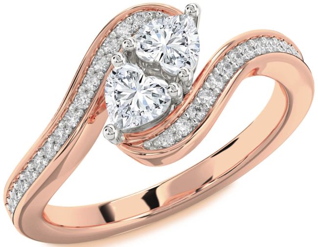 Diamond Platinum & Rose Gold Two Heart Ring