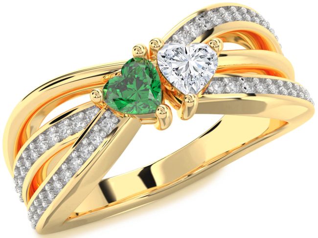 Diamond Gold Two Heart Promise Ring