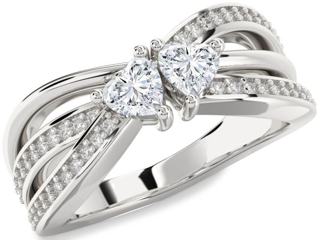 Diamond White Gold Two Heart Ring