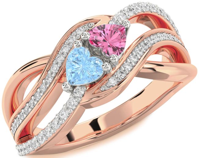 Diamond White Rose Gold Two Heart Promise Ring