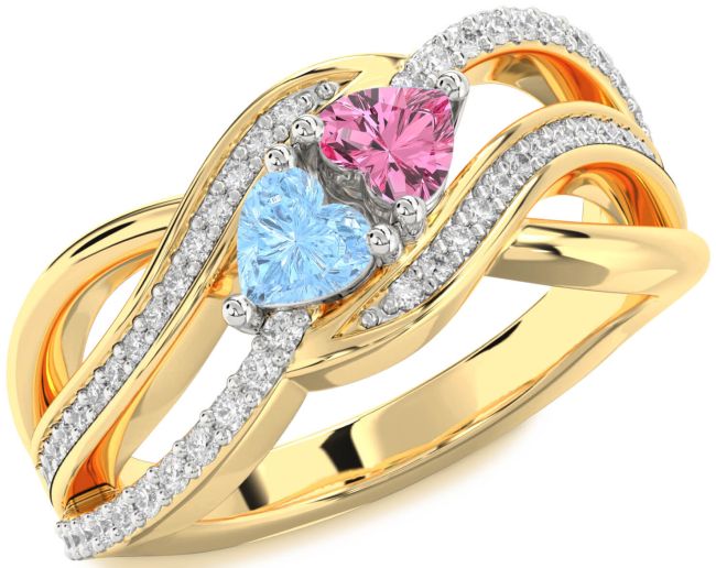 Diamond Platinum & Yellow Gold Two Heart Promise Ring