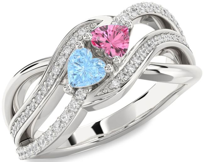 Diamond White Gold Two Heart Promise Ring