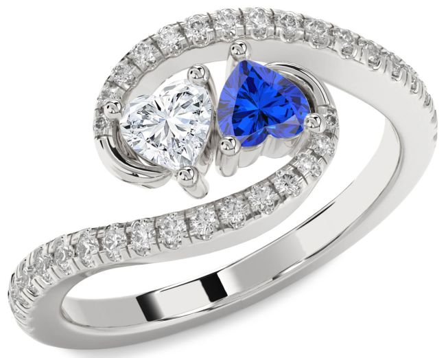 Diamond Platinum Two Heart Promise Ring