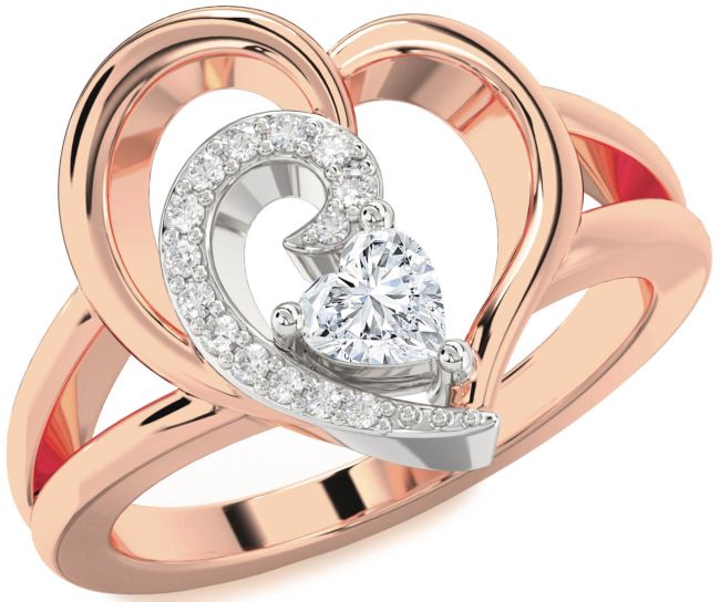 Diamond White Rose Gold Heart Promise Ring