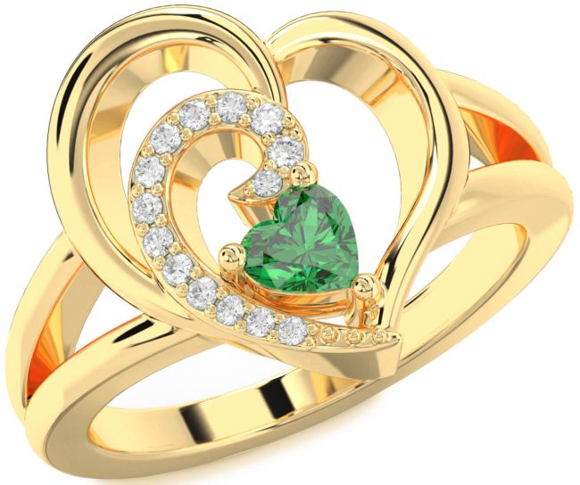 Diamond Emerald Gold Silver Heart Promise Ring