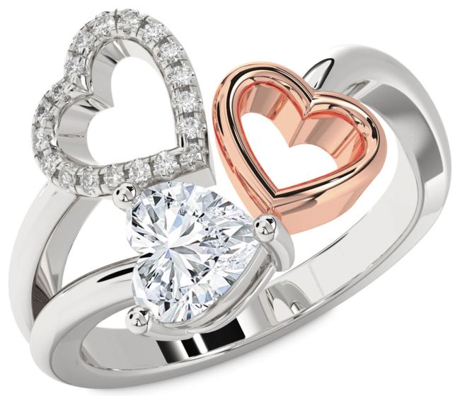 Diamond White Rose Gold Heart Ring