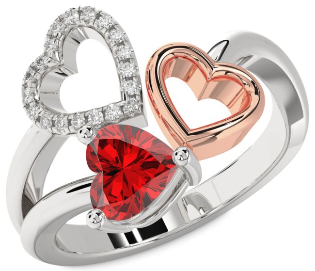 Rose Gold Silver Heart Promise Ring