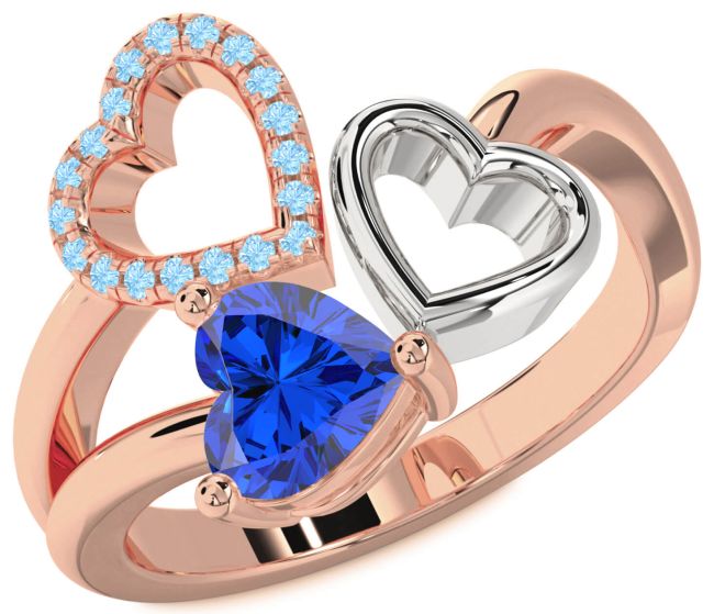 Platinum & Rose Gold Heart Promise Ring