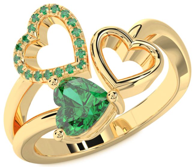 Emerald Gold Heart Ring