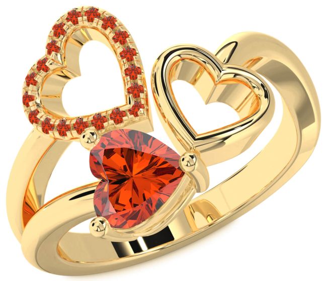 Fire Opal Gold Heart Ring
