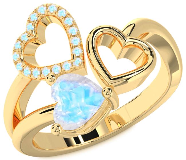 Moonstone Gold Heart Ring