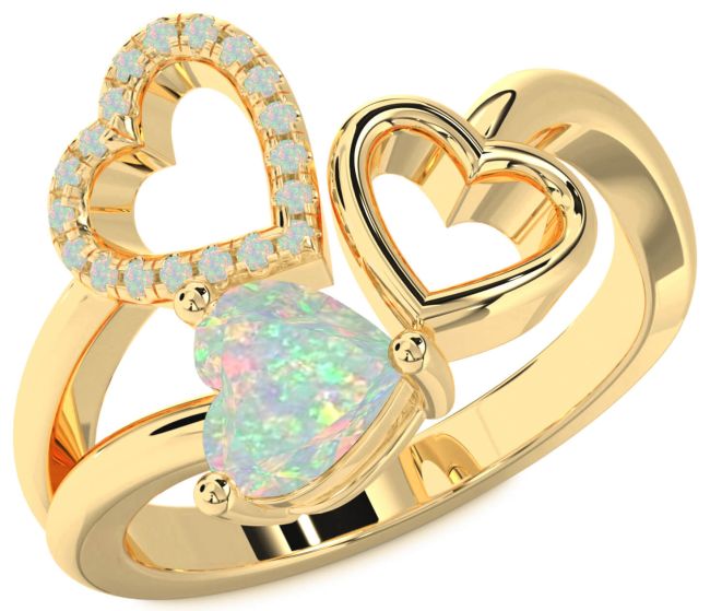Opal Gold Heart Ring