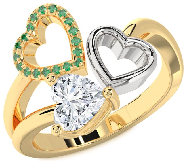 Gold Silver Heart Promise Ring