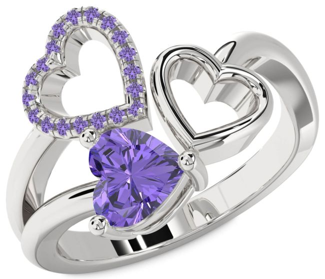 Alexandrite Silver Heart Ring