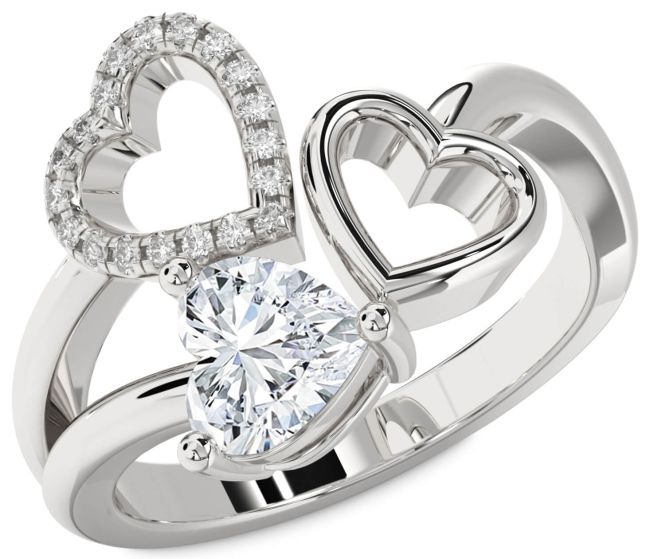 Diamond Silver Heart Ring