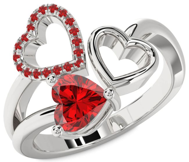 Ruby Platinum Heart Ring