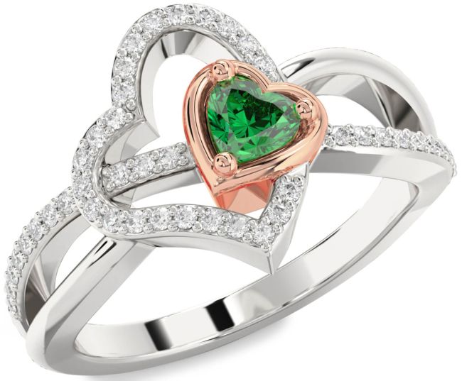 Diamond White Rose Gold Heart Promise Ring