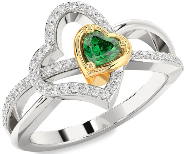 Diamond Platinum & Yellow Gold Heart Promise Ring