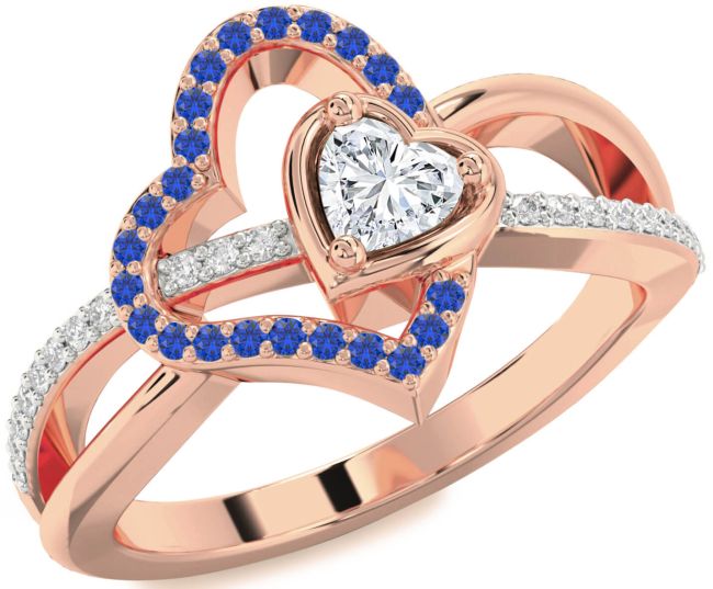 Diamond Rose Gold Silver Heart Promise Ring