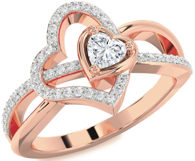 Diamond Rose Gold Heart Ring
