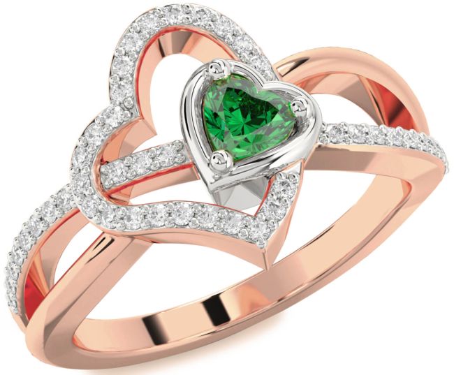 Diamond Platinum & Rose Gold Heart Promise Ring