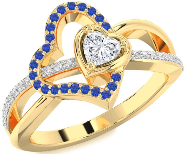 Diamond Gold Silver Heart Promise Ring