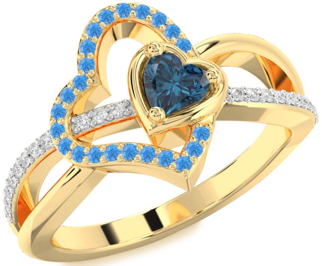Diamond Gold Silver Heart Promise Ring