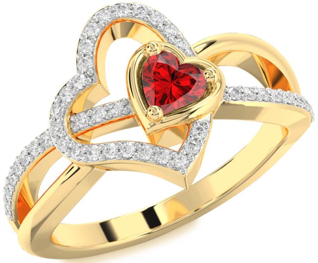 Diamond Gold Heart Promise Ring