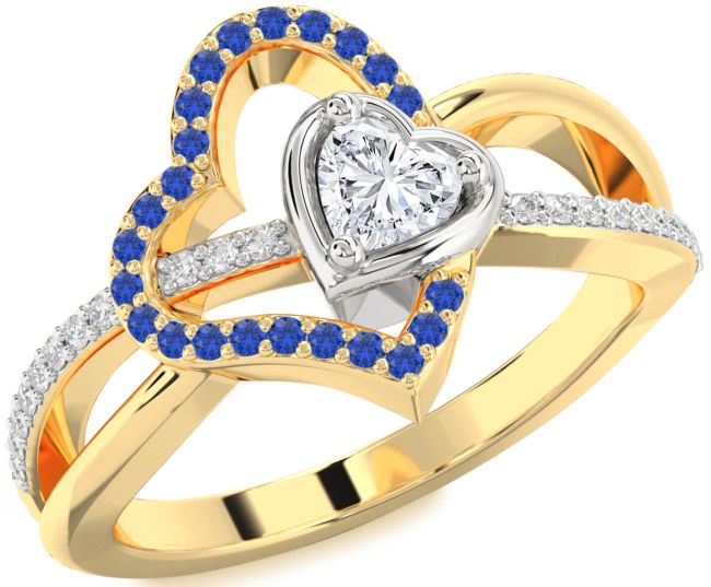 Diamond White Yellow Gold Heart Promise Ring