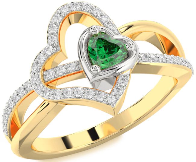 Diamond Platinum & Yellow Gold Heart Promise Ring
