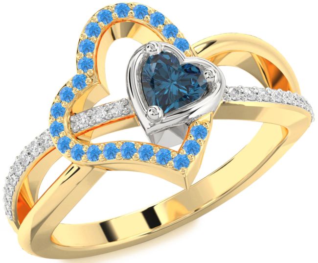 Diamond White Yellow Gold Heart Promise Ring