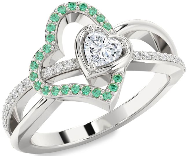 Diamond Silver Heart Promise Ring