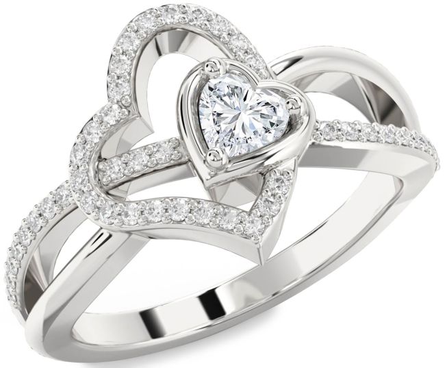 Diamond Platinum Heart Ring
