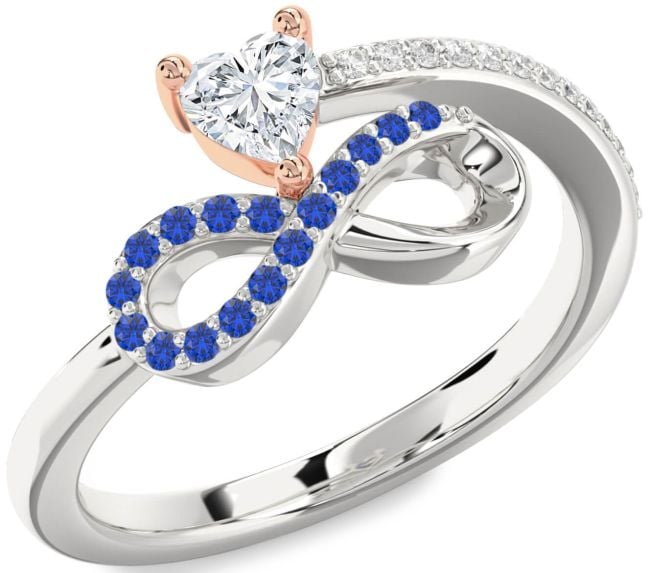 Diamond Silver & 10K Rose Gold Infinity Heart Promise Ring